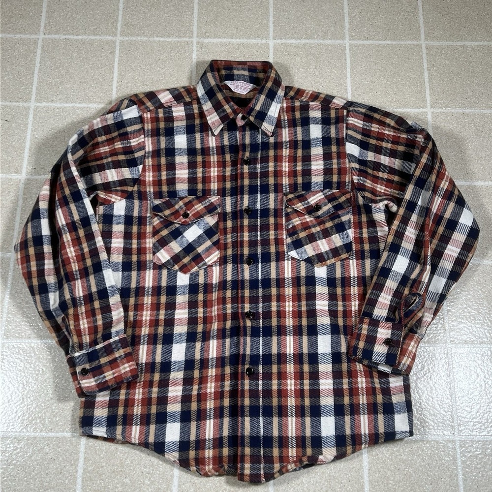 Vintage 70s Frostproof Shirt Sz M Plaid Flannel  Button Up Made In USA Sz M